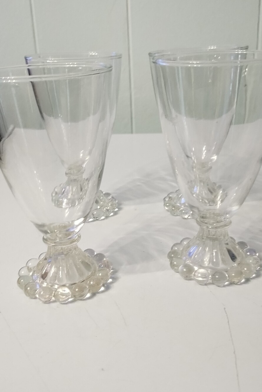 Vintage Anchor Hocking Berwick/Boopie Clear Glass Goblets with Beaded Base